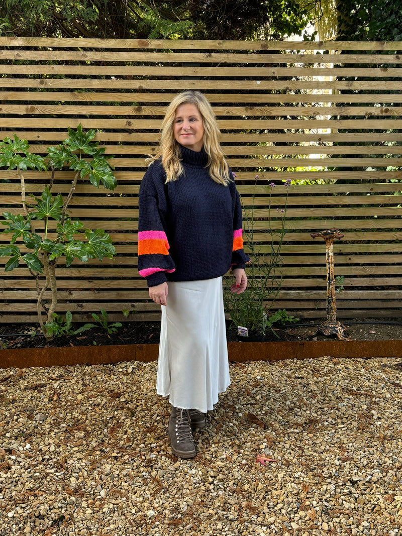 Chunky Roll Neck Jumper - Blue - NEW IN - Slouchy