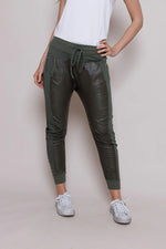 Faux Leather Mix Joggers - Slouchy