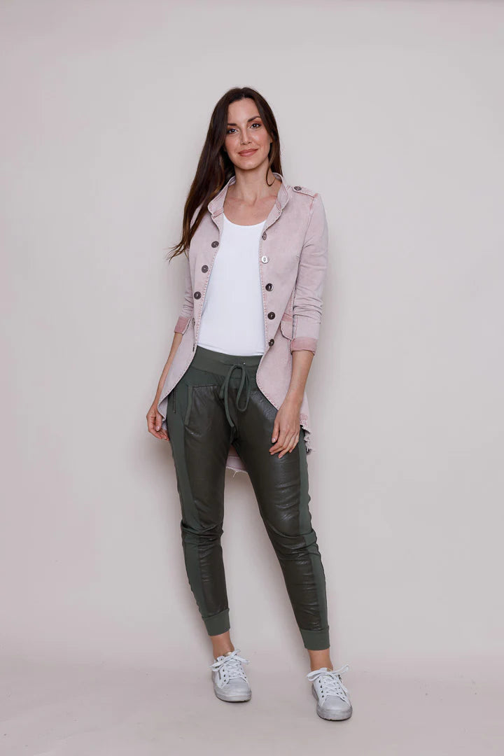 Faux Leather Mix Joggers - Slouchy