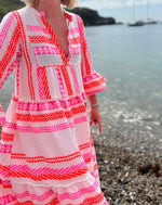 Orange and Pink Neon Aztec Maxi Dress - Slouchy