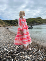 Orange and Pink Neon Aztec Maxi Dress - Slouchy