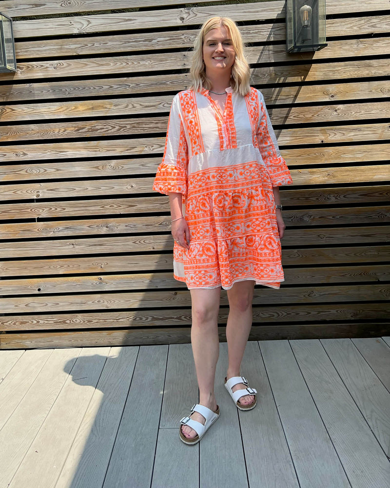 Maya Coral Embroidery Dress - Slouchy