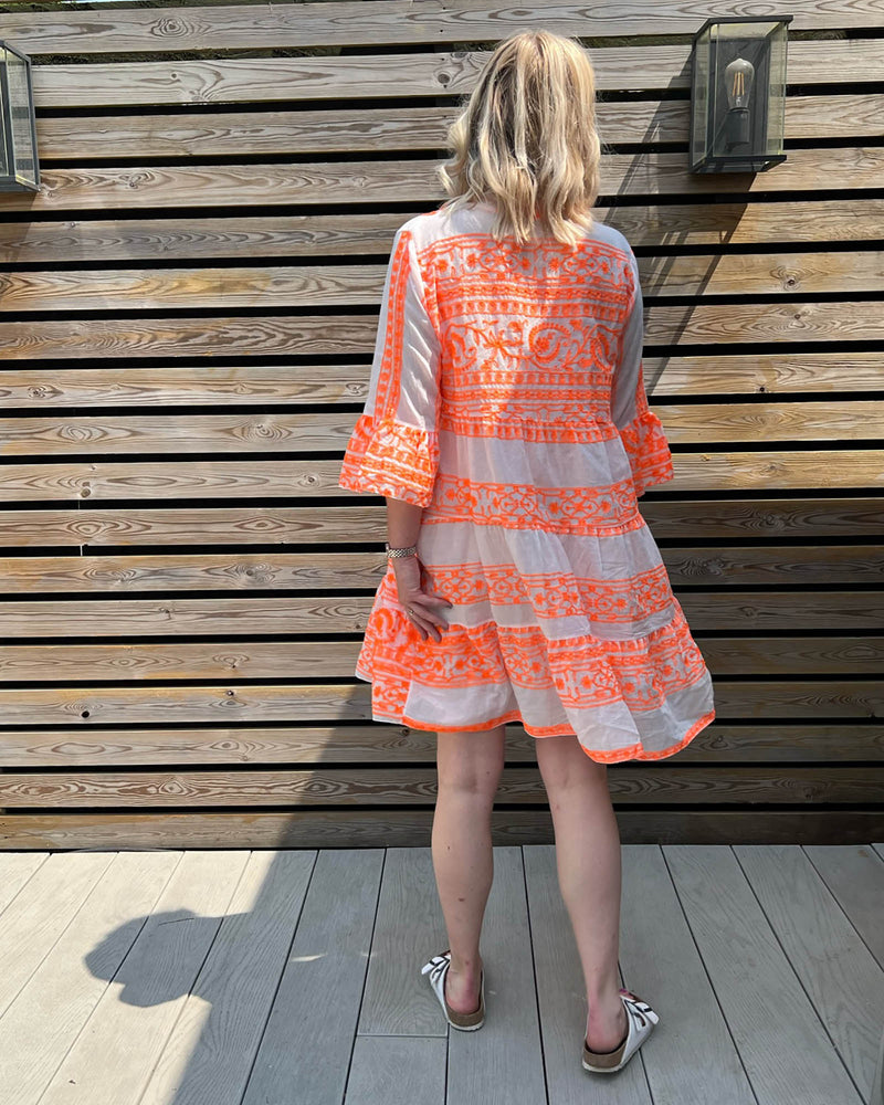 Maya Coral Embroidery Dress - Slouchy