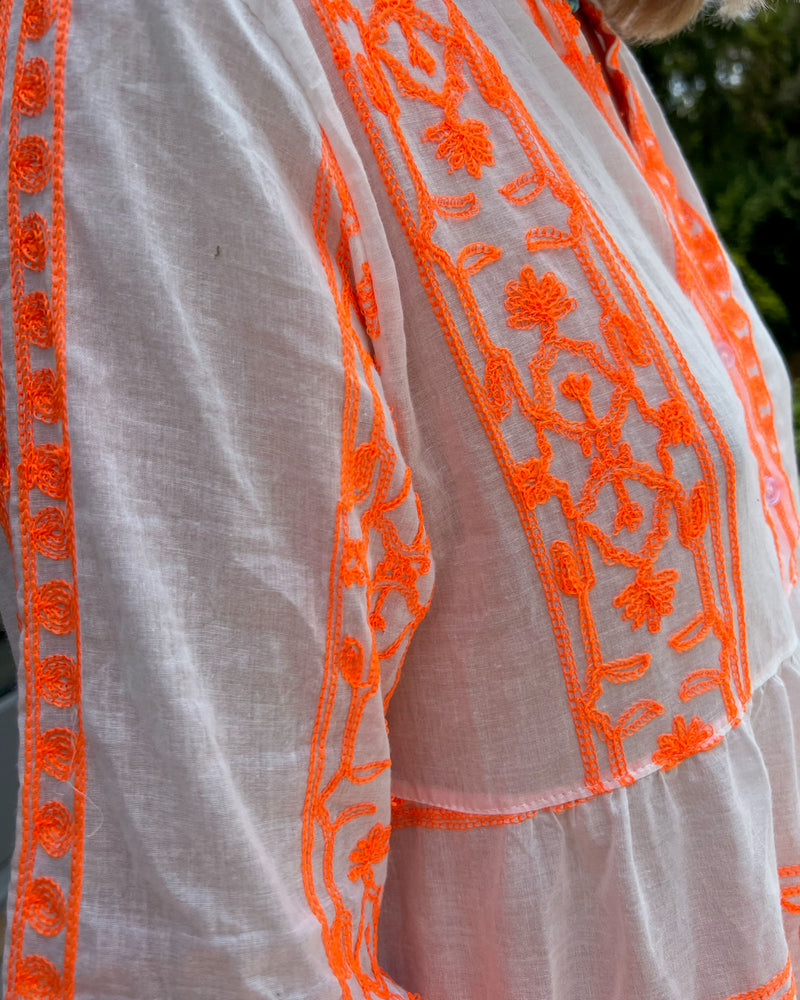Maya Coral Embroidery Dress - Slouchy