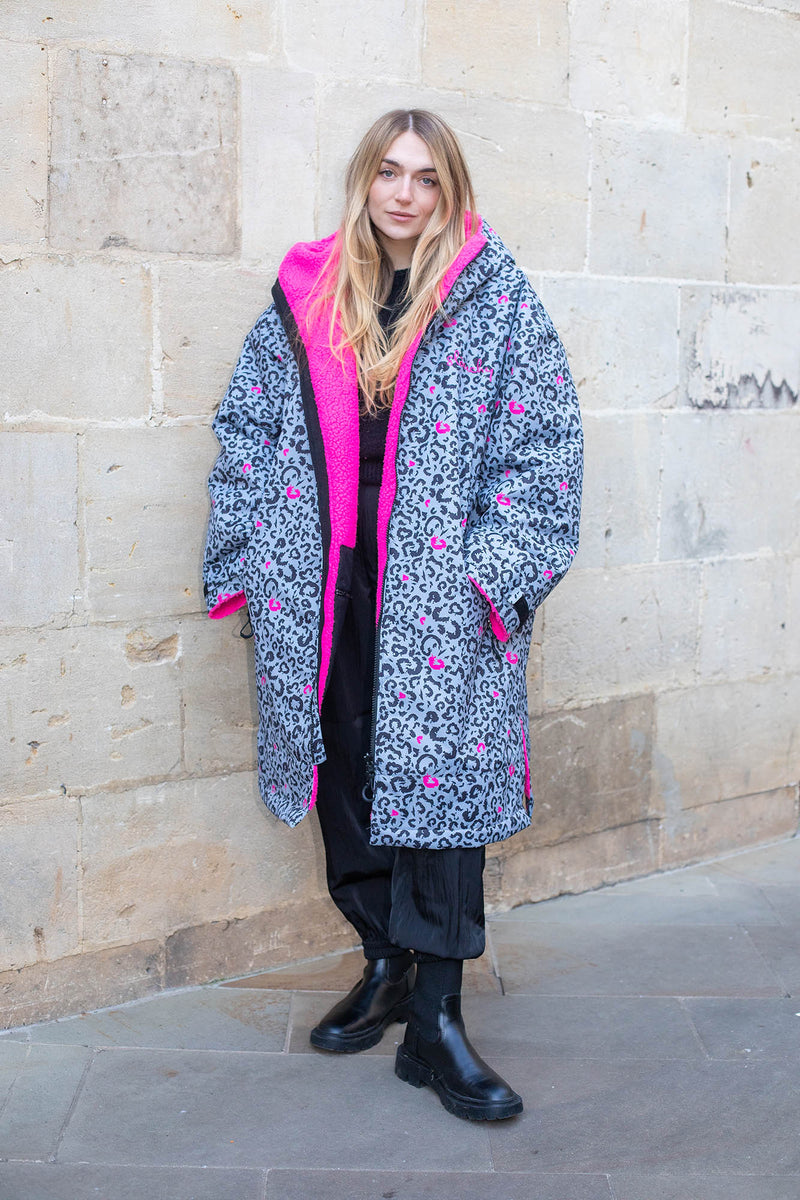 NEW!! Pro Recycled Change Robe - Grey/Pink Leopard - Slouchy