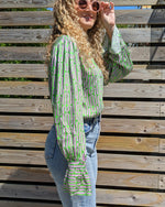 Purple Geometric Pull Over Top - Slouchy