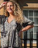Printed Broderie Dress - Black - Slouchy