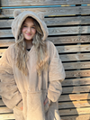 Faux Rabbit Fur Hoodie Blanket - Bear Brown - Slouchy