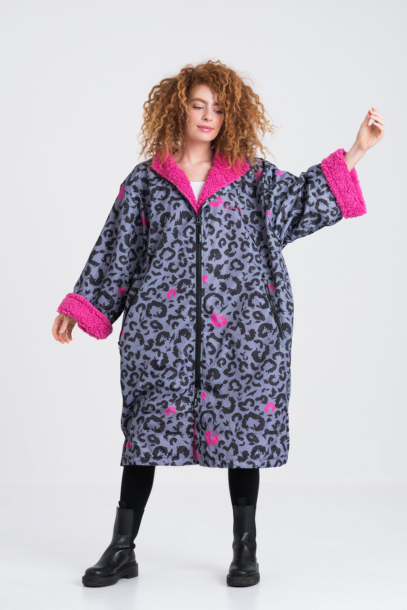 Adult Grey/Pink Leopard Change Robe