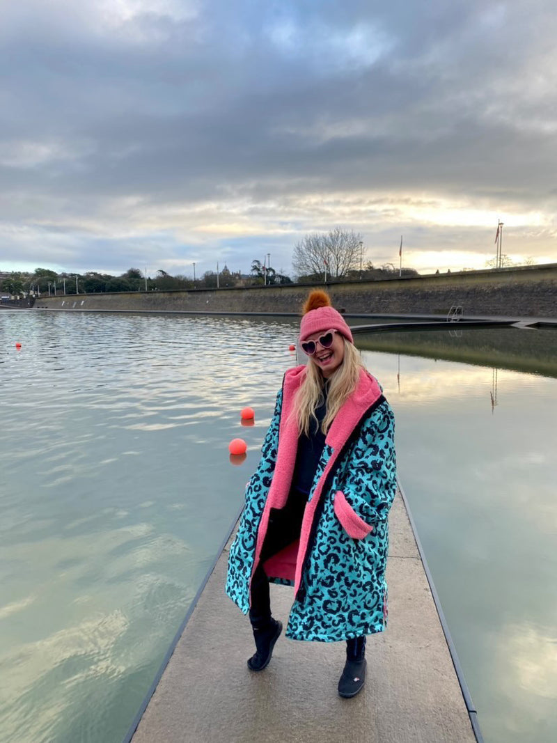 Long Sleeve Change Robe - Green/Pink Leopard - Slouchy
