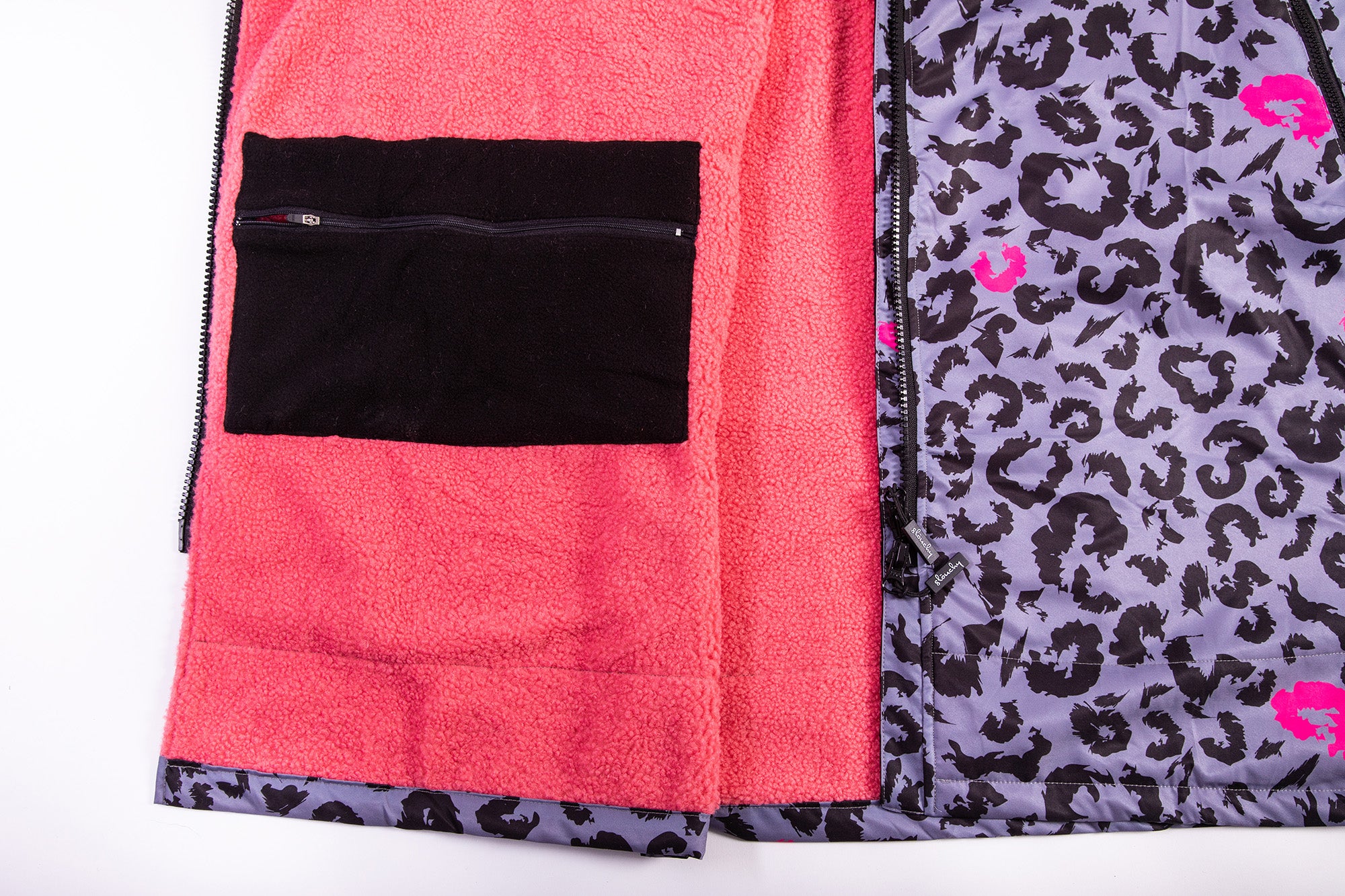Long Sleeve Change Robe - Grey/Pink Leopard Print - Slouchy