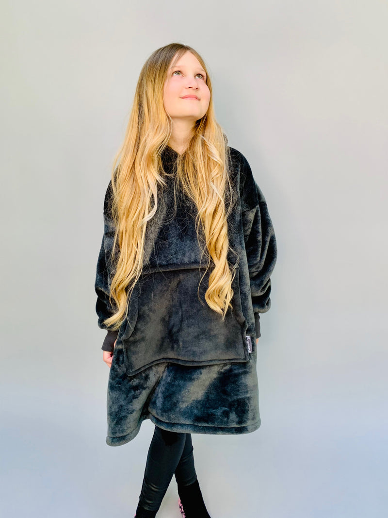Kids Dark Grey Slouchy Hoodie - Slouchy