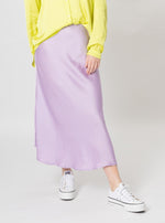 Bias Cut Satin Skirt - Lilac - Slouchy