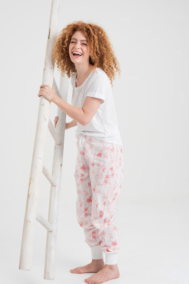 Luna Leopard Brushed Cotton Pyjama Trouser - Slouchy