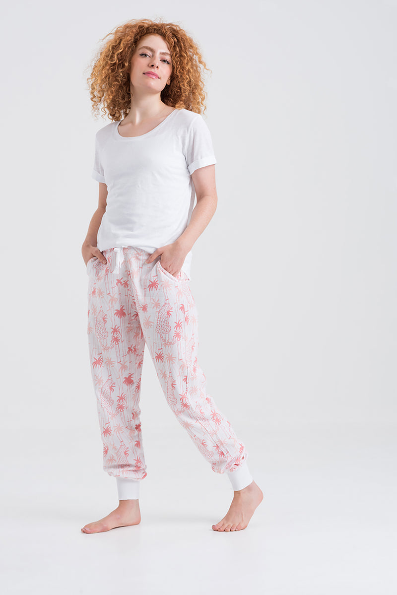 Luna Leopard Brushed Cotton Pyjama Trouser - Slouchy