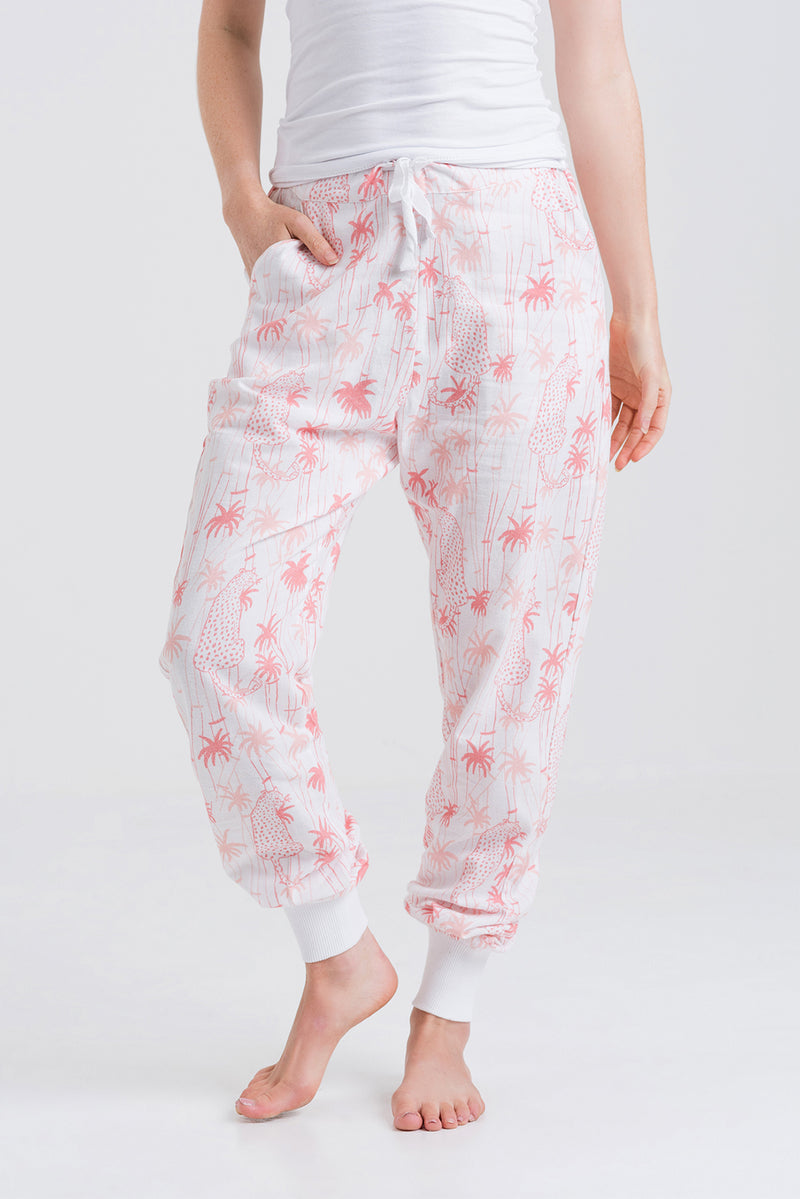 Luna Leopard Brushed Cotton Pyjama Trouser - Slouchy