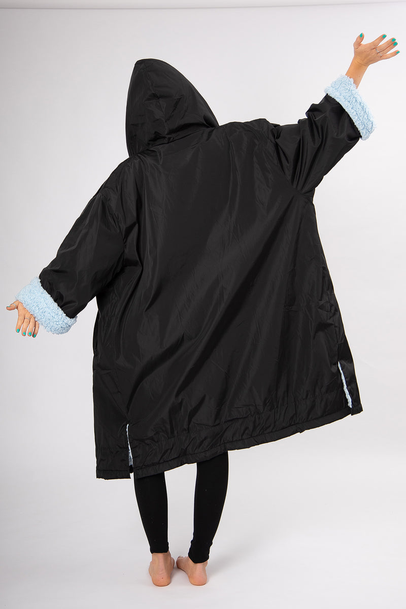 Adult Black Weatherproof Change Robe - Slouchy