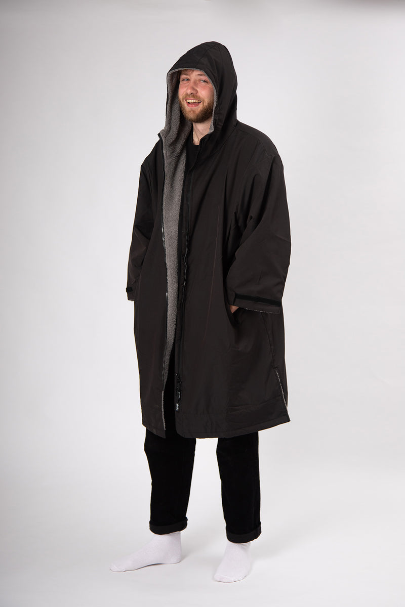 Long Sleeve Change Robe - Black/Grey - Slouchy