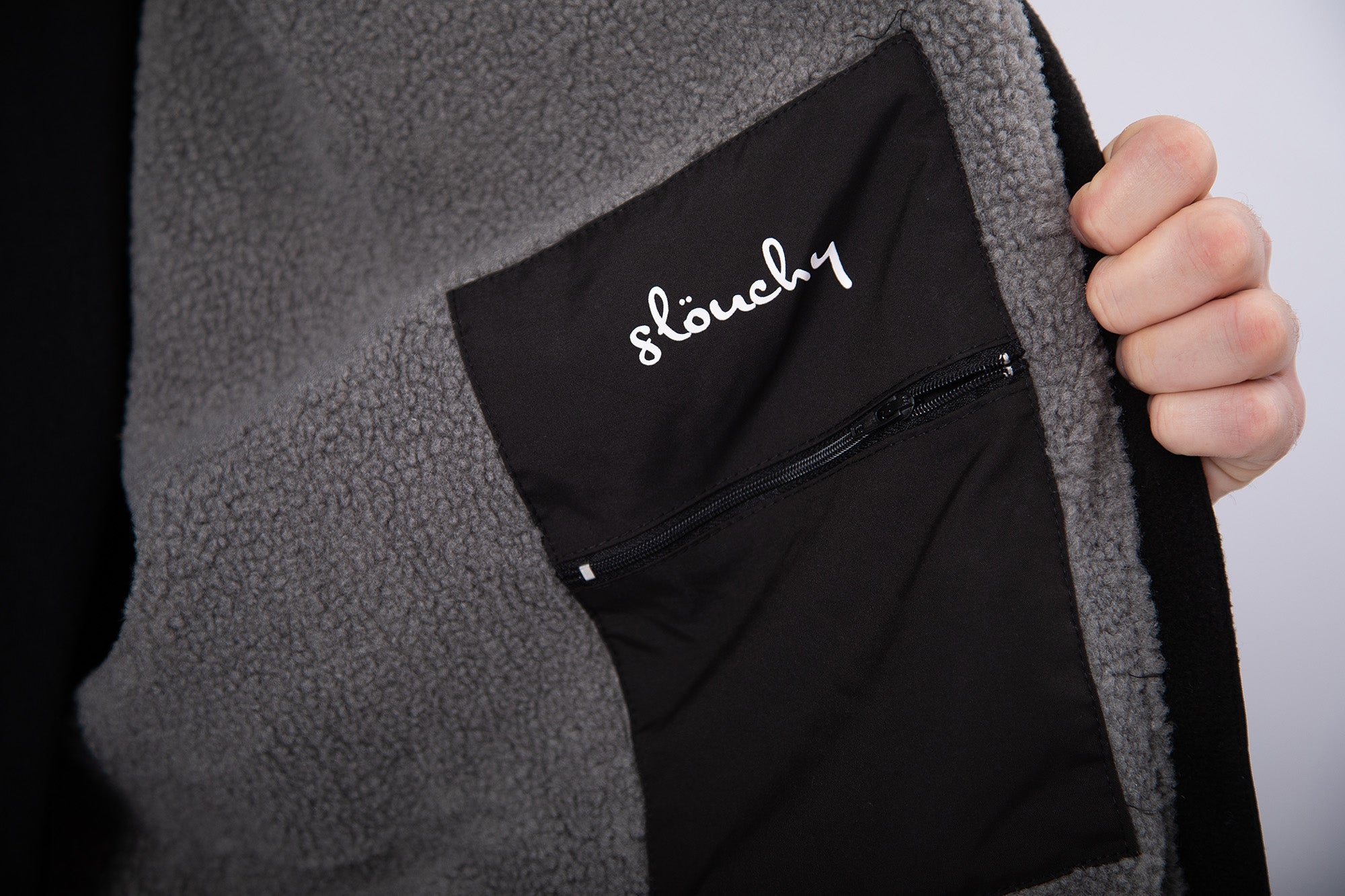 Long Sleeve Change Robe - Black/Grey - Slouchy