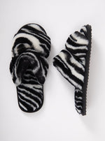 Luxury Fur Shearling Slipper - Zebra - Slouchy