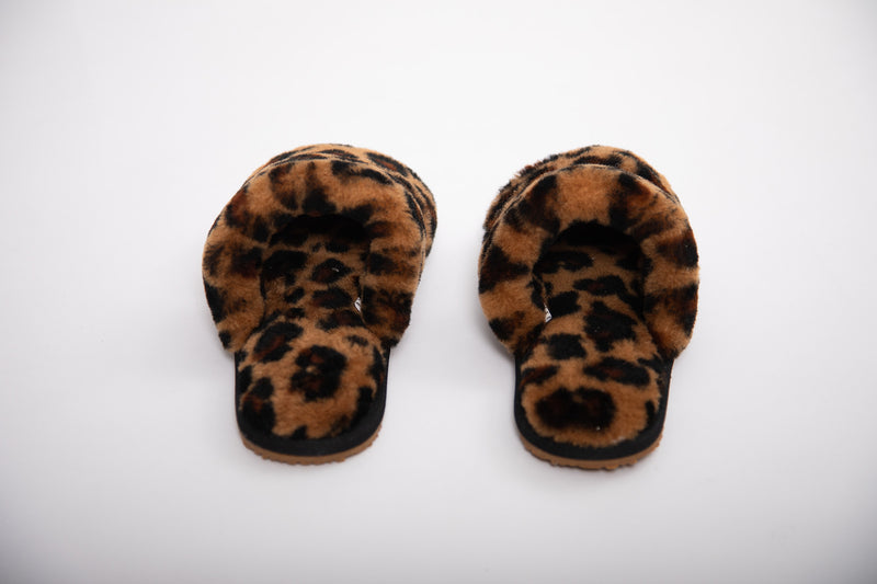 Luxury Fur Shearling Slipper - Leopard - Slouchy