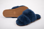Luxury Fur Shearling Slipper - Navy - Slouchy