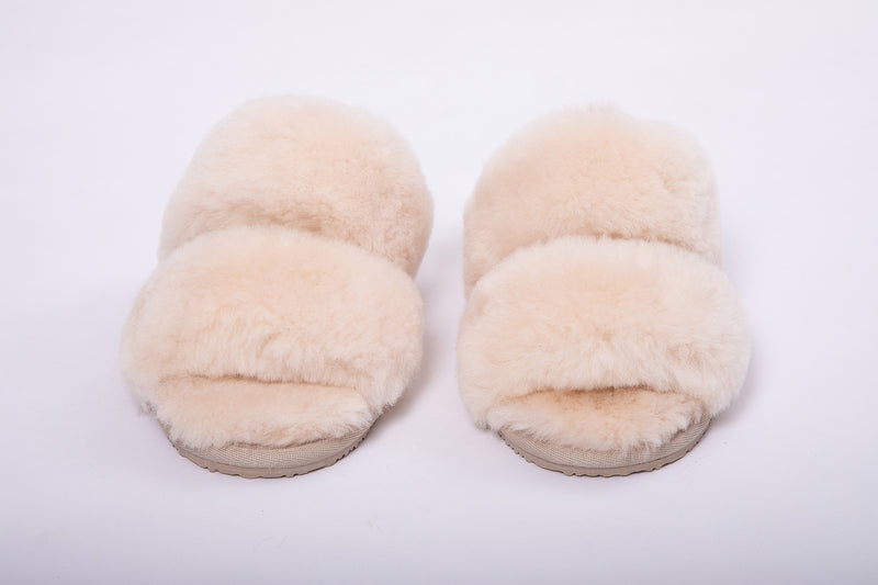 Luxury Fur Shearling Slipper - Cream - Slouchy