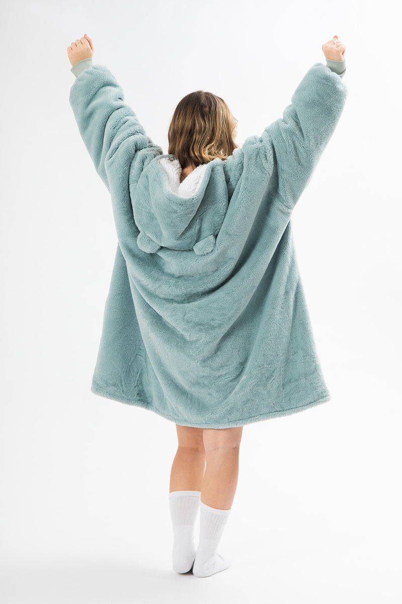 Faux Rabbit Fur Hoodie Blanket - Slouchy