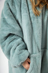 Faux Rabbit Fur Hoodie Blanket - Slouchy