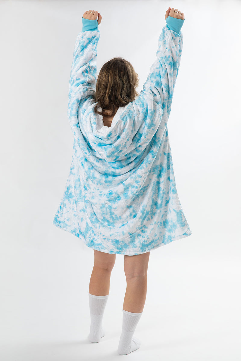 Blue Tie Dye Slouchy Hoodie - Slouchy