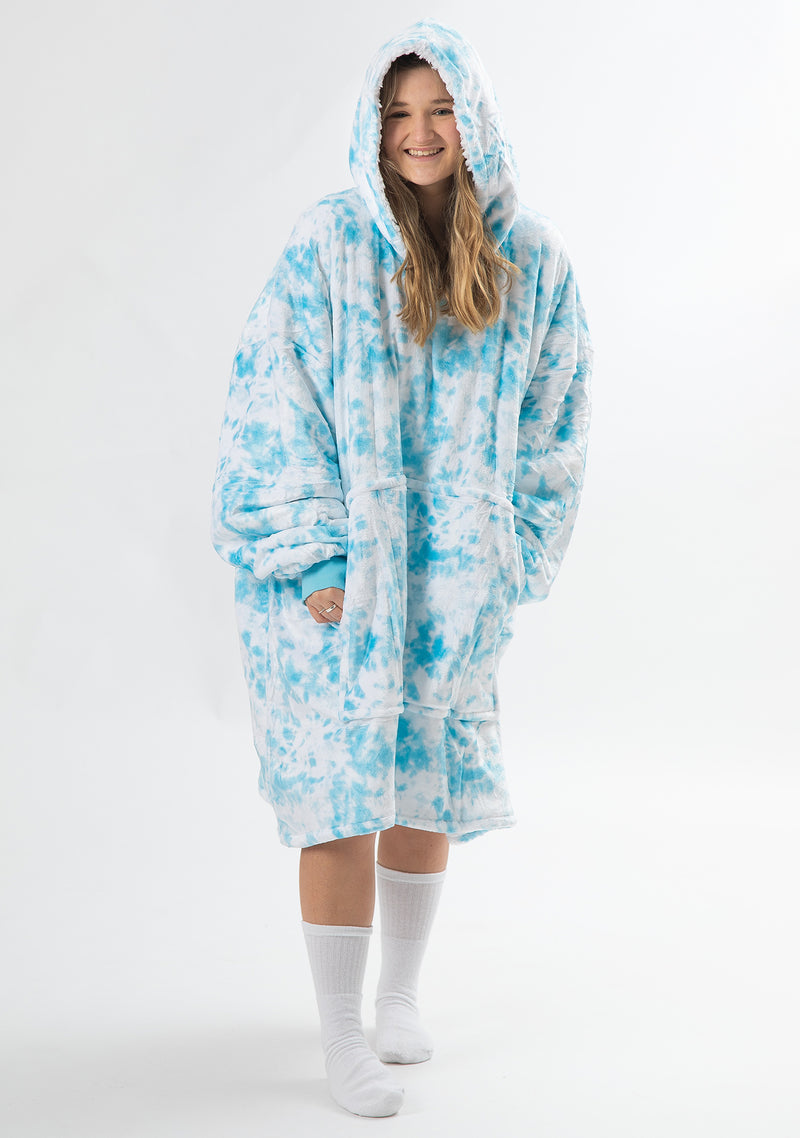 Blue Tie Dye Slouchy Hoodie - Slouchy