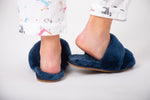 Luxury Fur Shearling Slipper - Navy - Slouchy