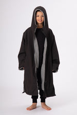 Kids Heavyweight Black/Grey Robe - Slouchy