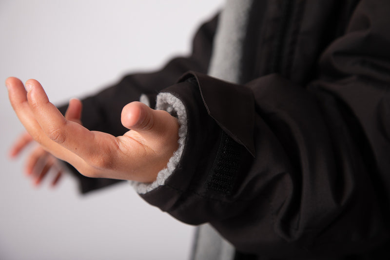 Kids Heavyweight Black/Grey Robe - Slouchy