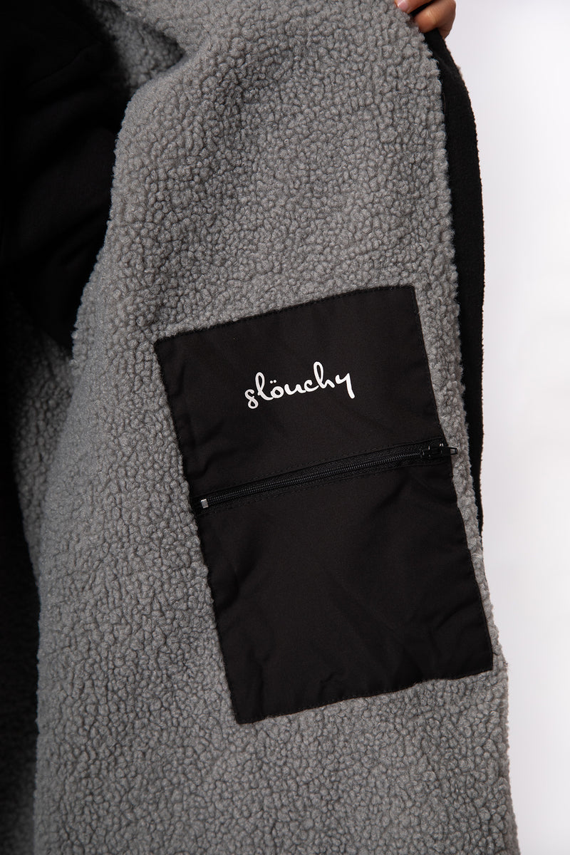 Kids Heavyweight Black/Grey Robe - Slouchy