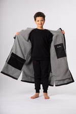 Kids Heavyweight Black/Grey Robe - Slouchy