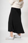 Bias Cut Satin Skirt - Black - Slouchy