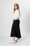 Bias Cut Satin Skirt - Black - Slouchy