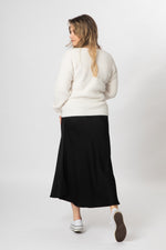 Bias Cut Satin Skirt - Black - Slouchy