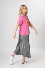 Bias Cut Satin Skirt - Charcoal - Slouchy