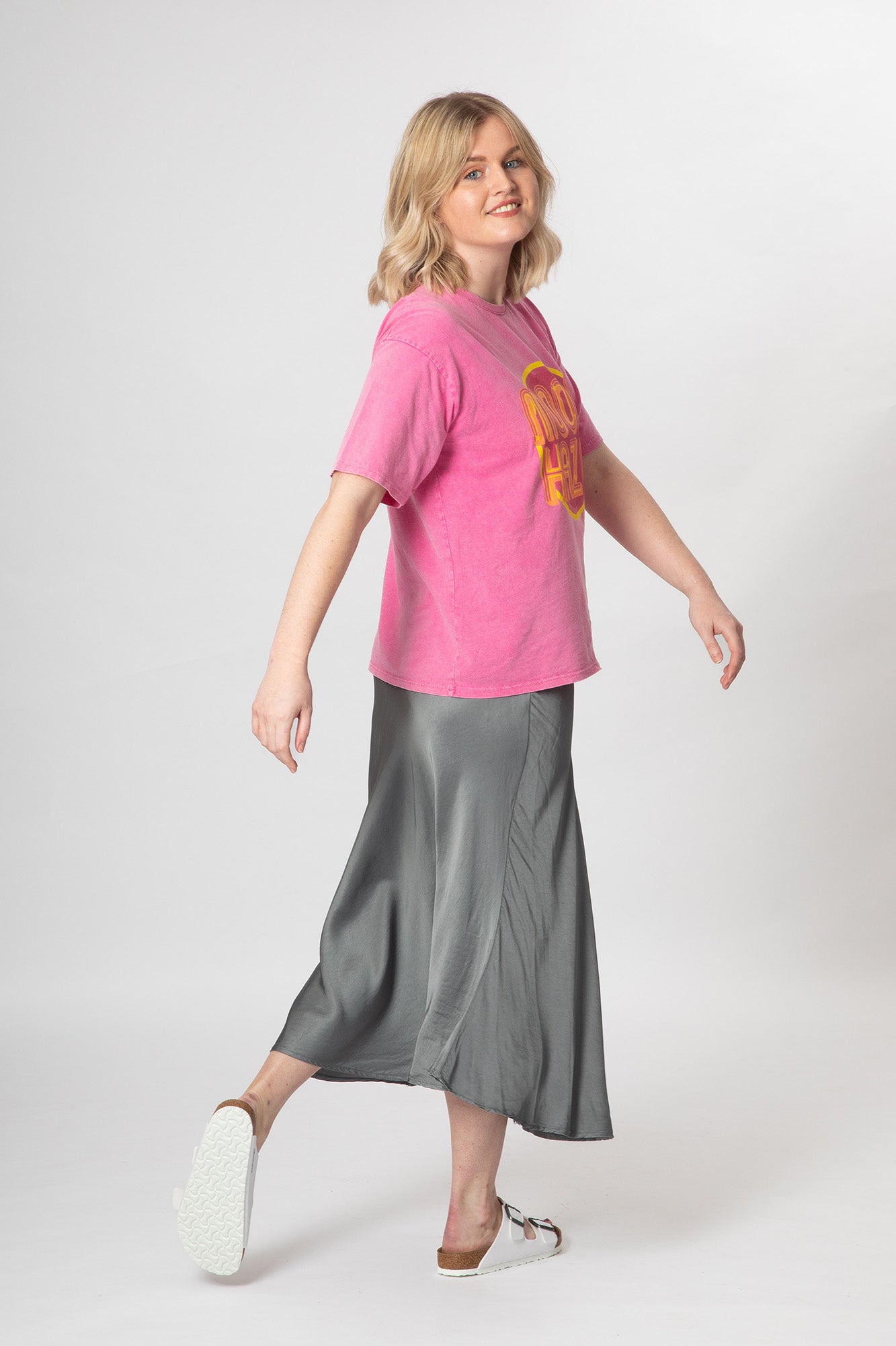 Zara pink wrinkle effect satin skirt Size small  Depop