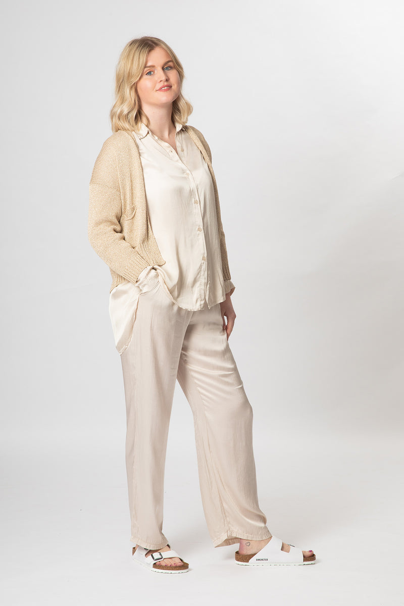 Satin Shirt - Cream - Slouchy