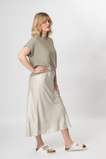 Bias Cut Satin Skirt - Cream - Slouchy