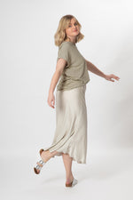 Bias Cut Satin Skirt - Cream - Slouchy