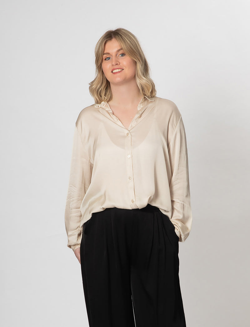 Satin Shirt - Cream - Slouchy