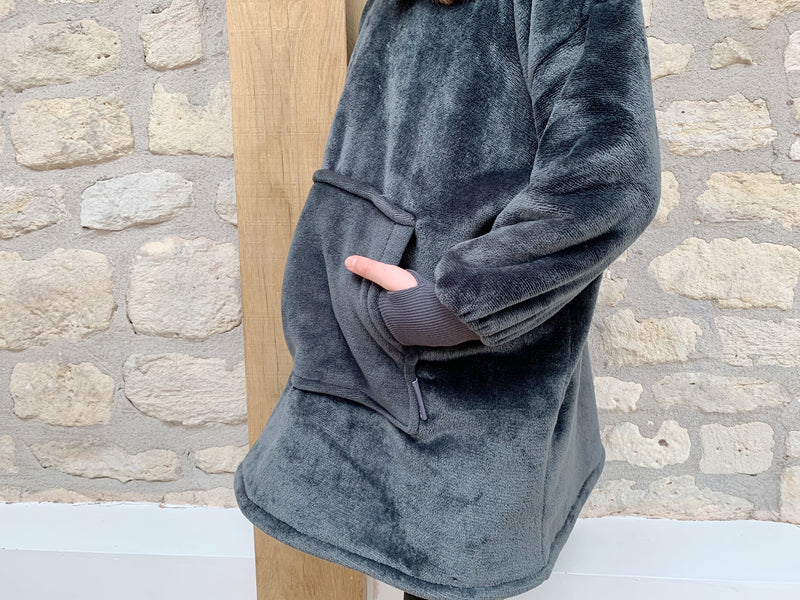 Kids Dark Grey Slouchy Hoodie - Slouchy