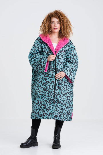 Adult Green Leopard/Pink Change Robe - Slouchy