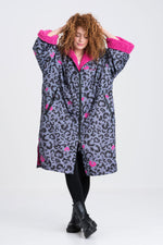 Adult Grey/Pink Leopard Change Robe - Slouchy