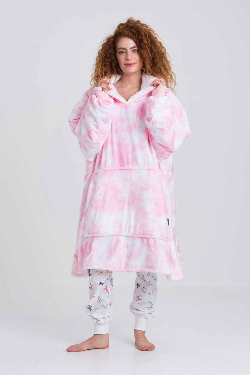 Pink Tie Dye Slouchy Hoodie - Slouchy