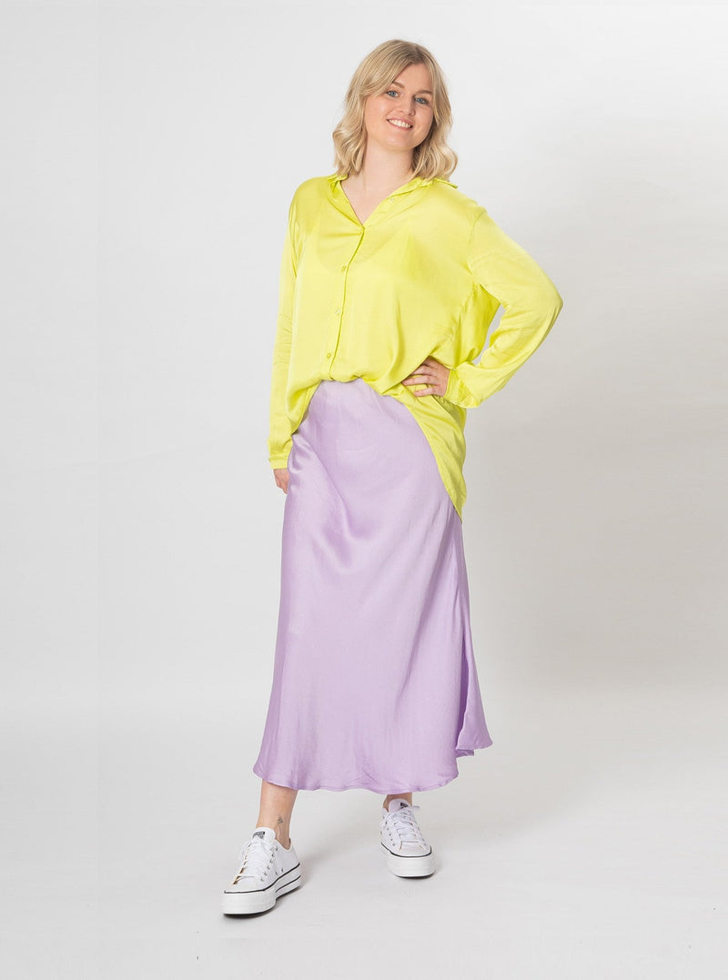Bias Cut Satin Skirt Lilac Slouchy